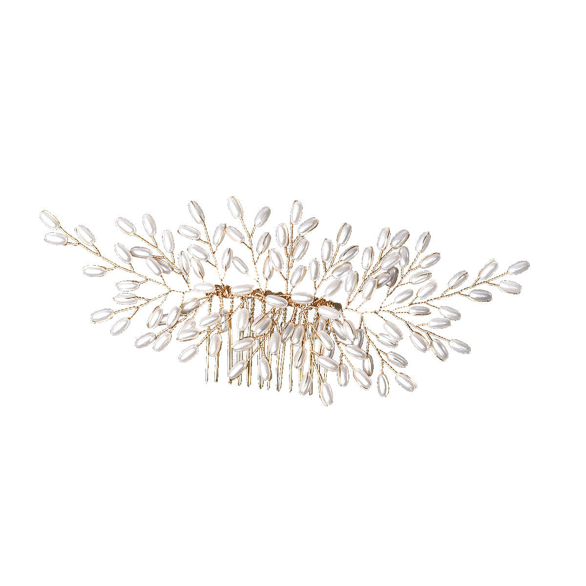 Bridal Wedding Hair Comb Wheat Pearl Headpiece Handmade for Brides