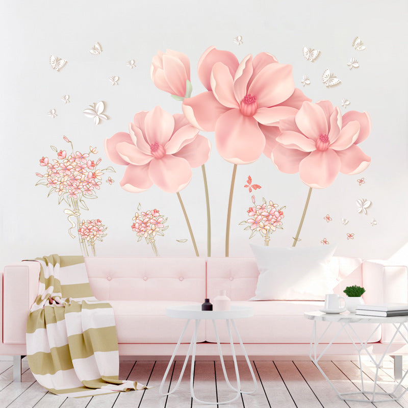 Self-Adhesive Wall Flower Stickers for Bedroom Decor - PVC Modern Style