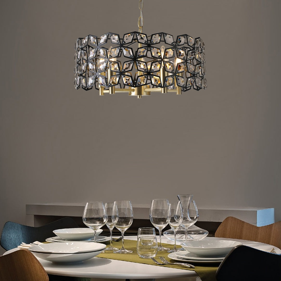 Geometric Crystal Pendant Chandelier - Modern 5-Light Fixture