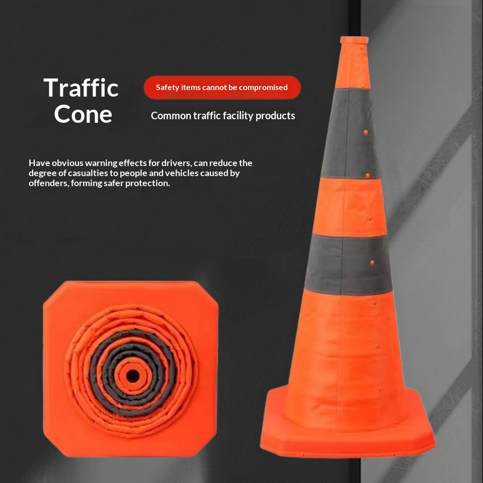 Retractable Traffic Cone Set with Lights & Chain for Road Safety