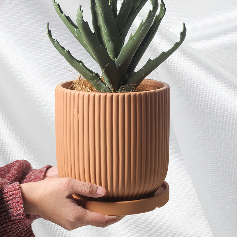 Ceramic Flower Pot Set - Nordic Style Garden Planters with Gold & Hole Options