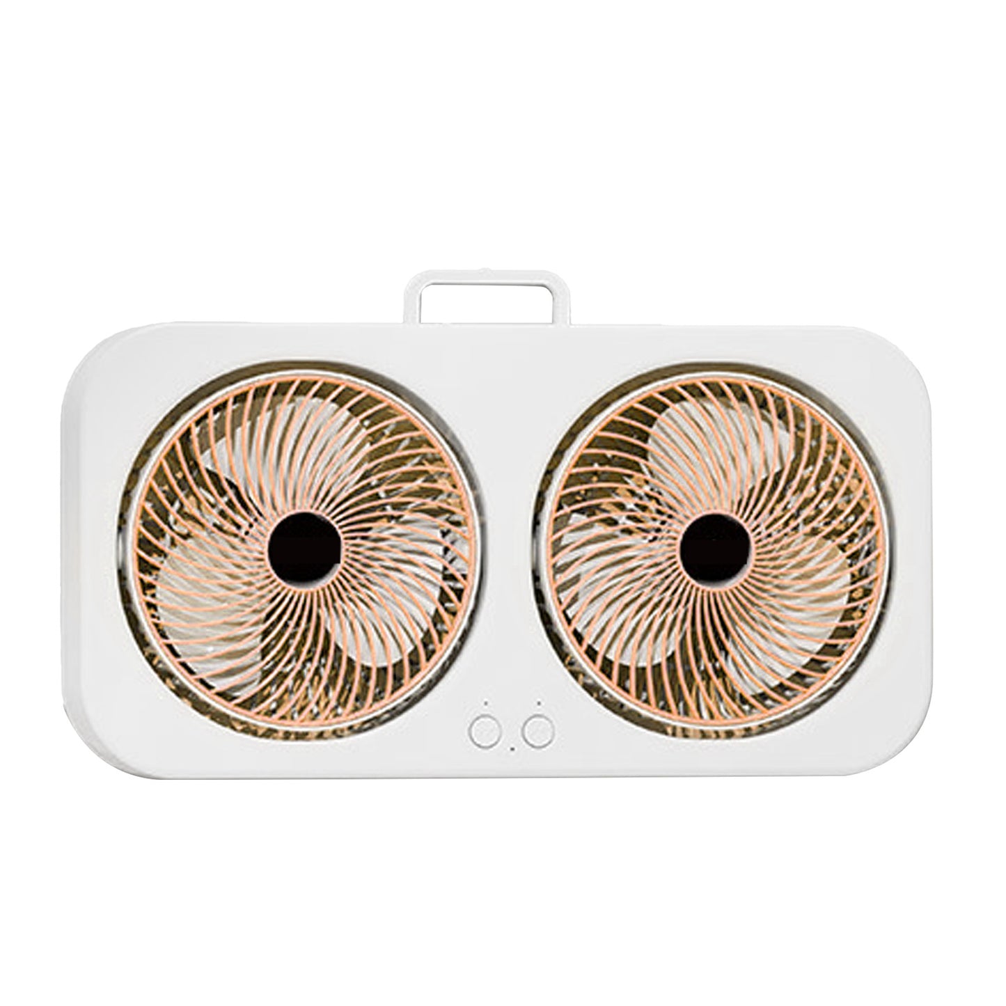 Silent USB Rechargeable Dual Fan with Multi Speed Control - Orange
