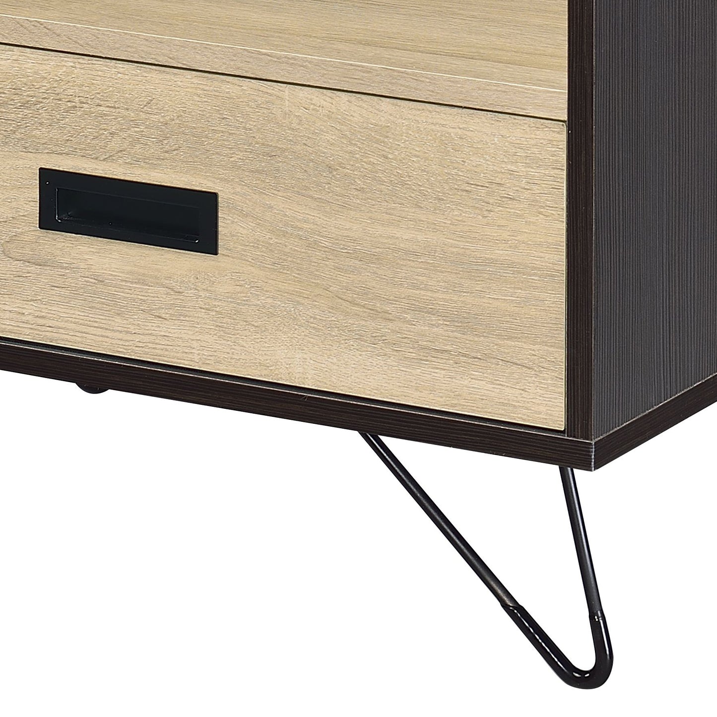 Accent Table with Oak & Black Finish - Utility Display Function