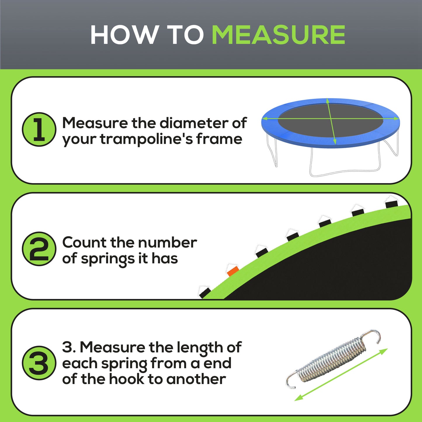 12' Trampoline Replacement Mat - Green, 72 V-Rings, 5.5" Springs