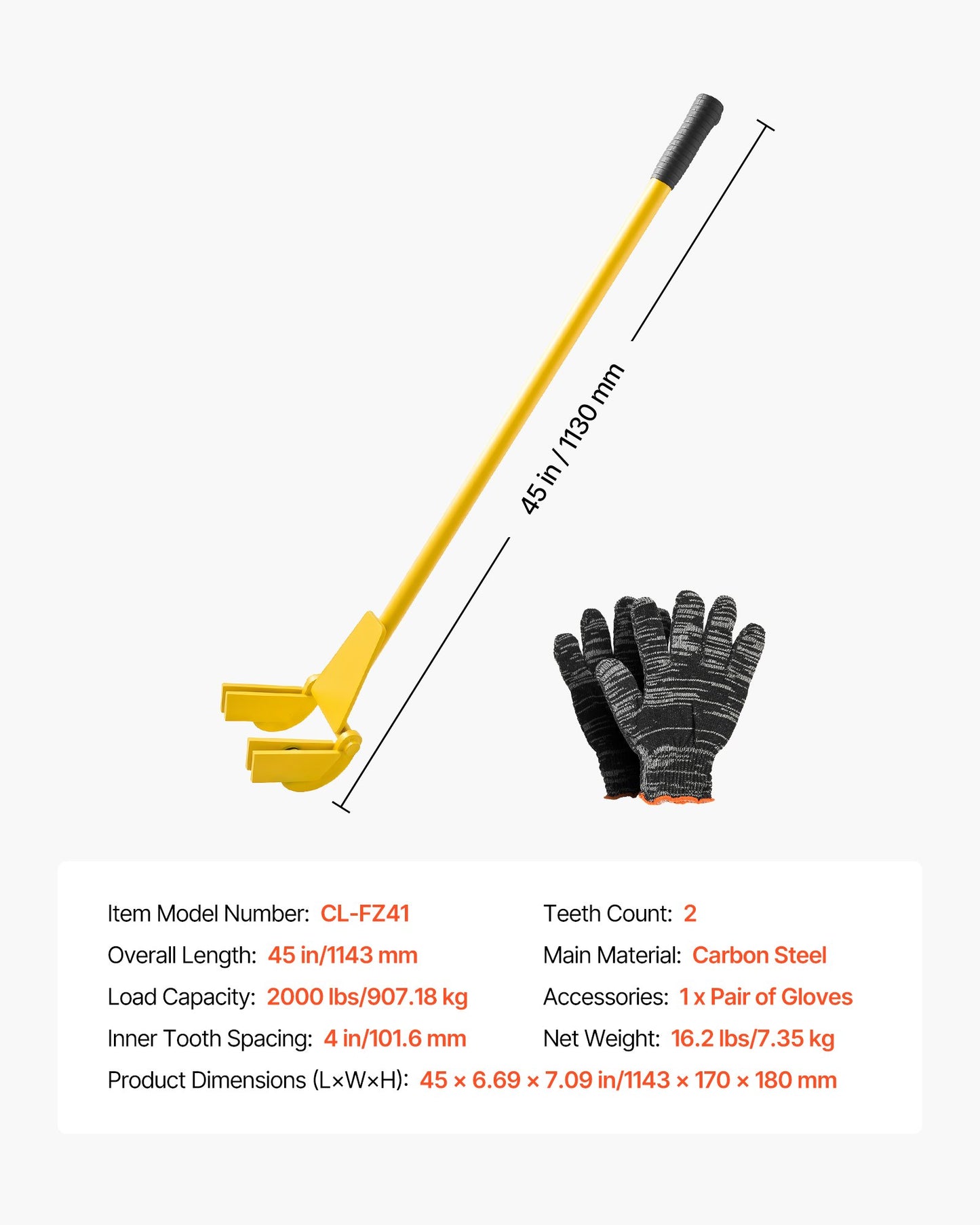 Heavy Duty Pallet Buster Tool with 41-Inch Carbon Steel Handle - Black