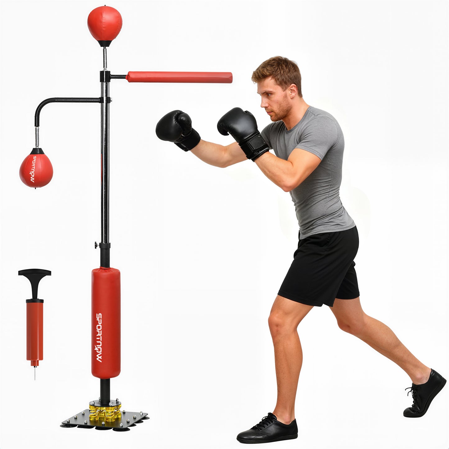 Adjustable Speed Bag Boxing Stand for Reflex Training - Red