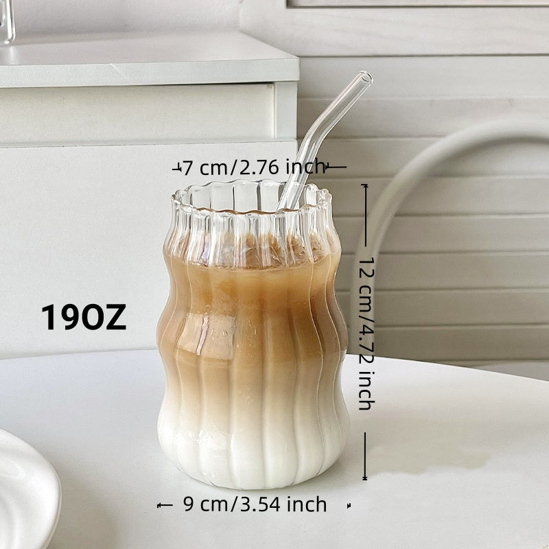 19 Ounce Glass Straw Cups - Set of 6 for Coffee, Juice, Tea