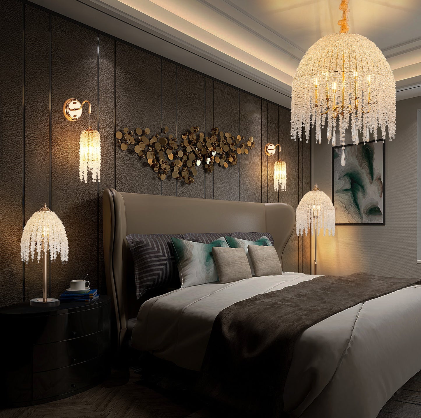 Elegant Crystal Table Lamp - Vintage Waterfall Design