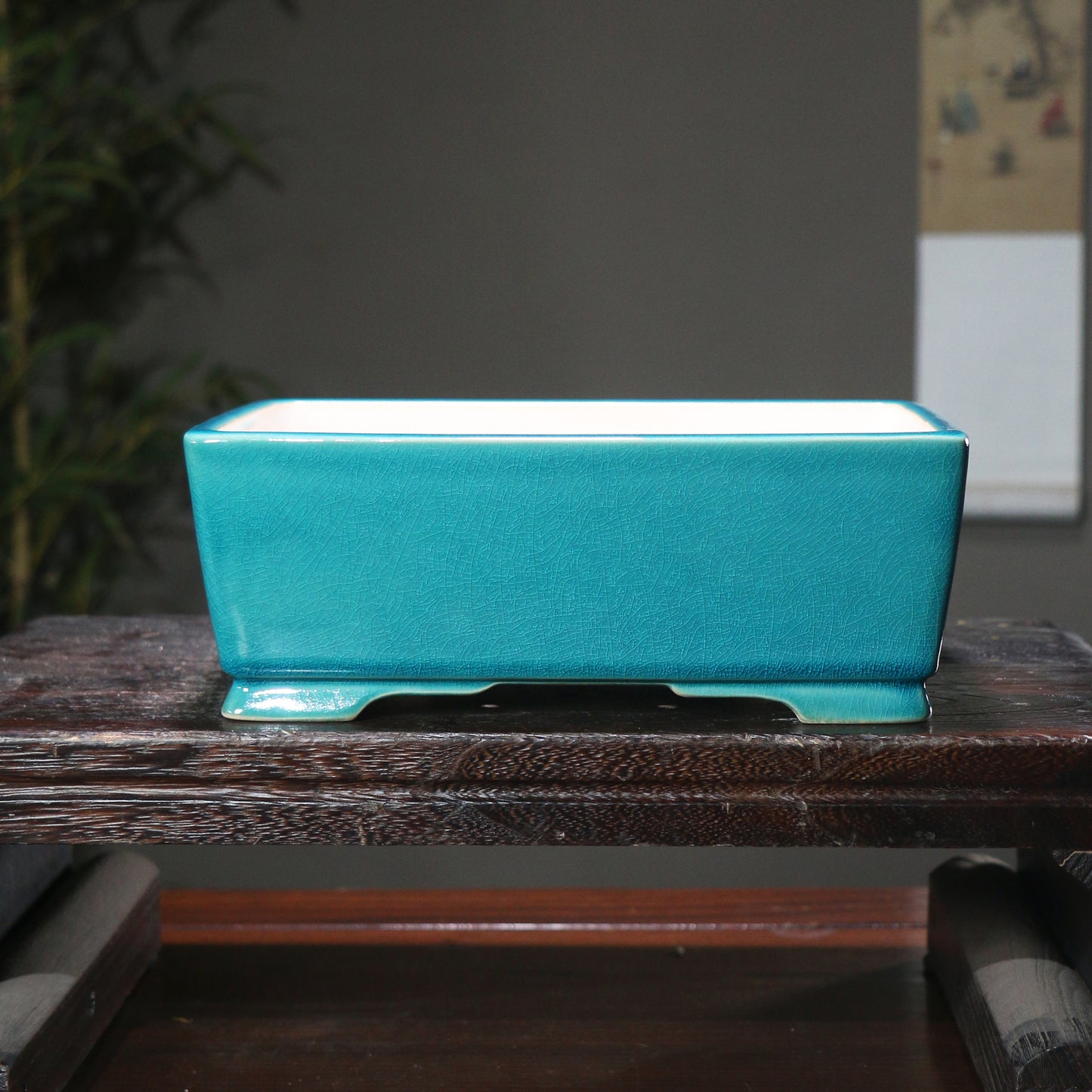 Ceramic Rectangular Flower Pot with Glazed Finish - Zen Style Garden Planter