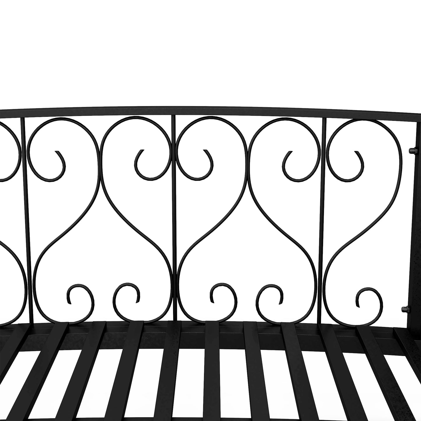 Metal Garden Bridge with Side Railings - Black Arc Footbridge, 840x740mm