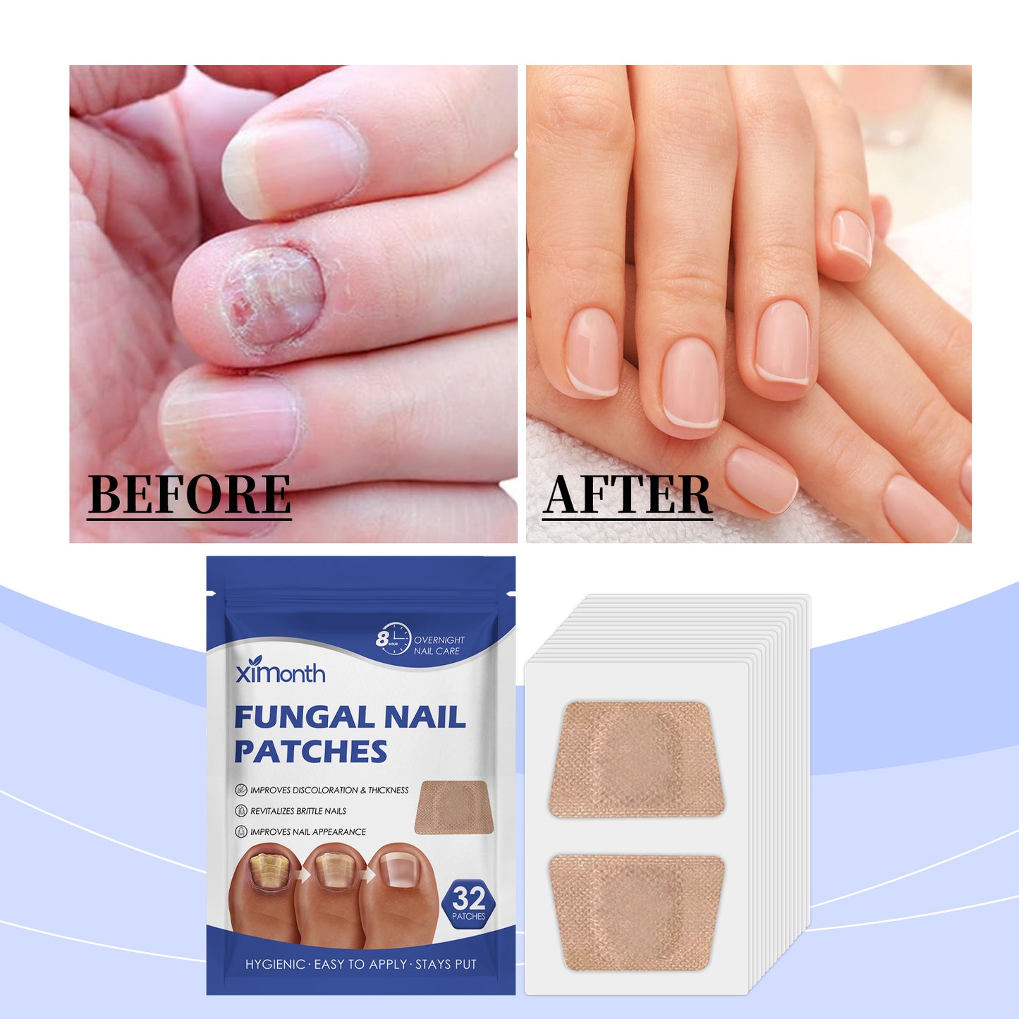 Nail Repair Patches - Chamomile & Aloe Vera Nail Care Strips, 32 Count