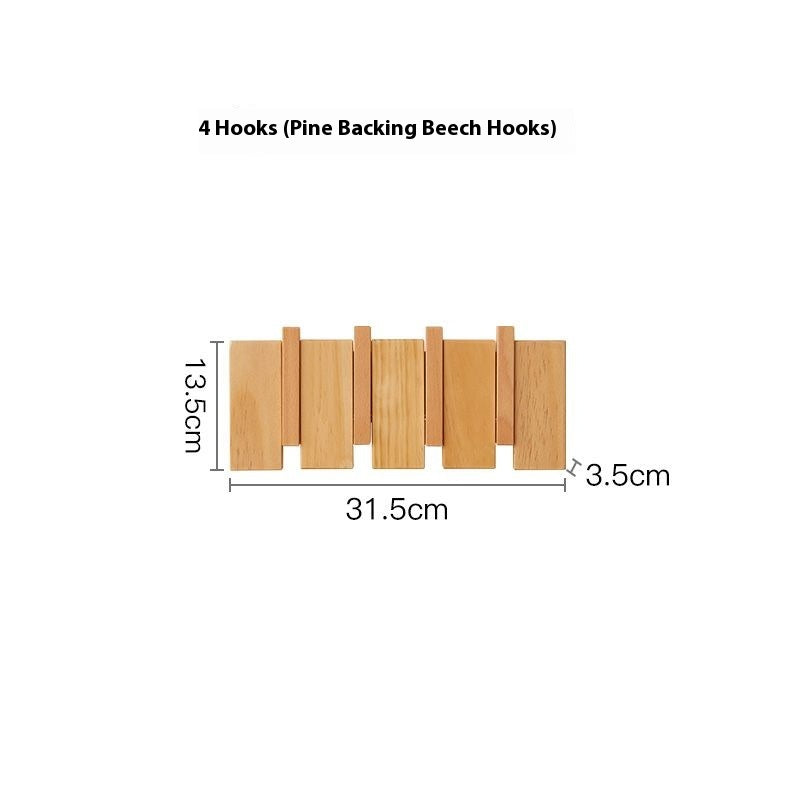 Wooden Wall Clothes Hooks Set - Modern Hallway Hanger with Multiple Hooks