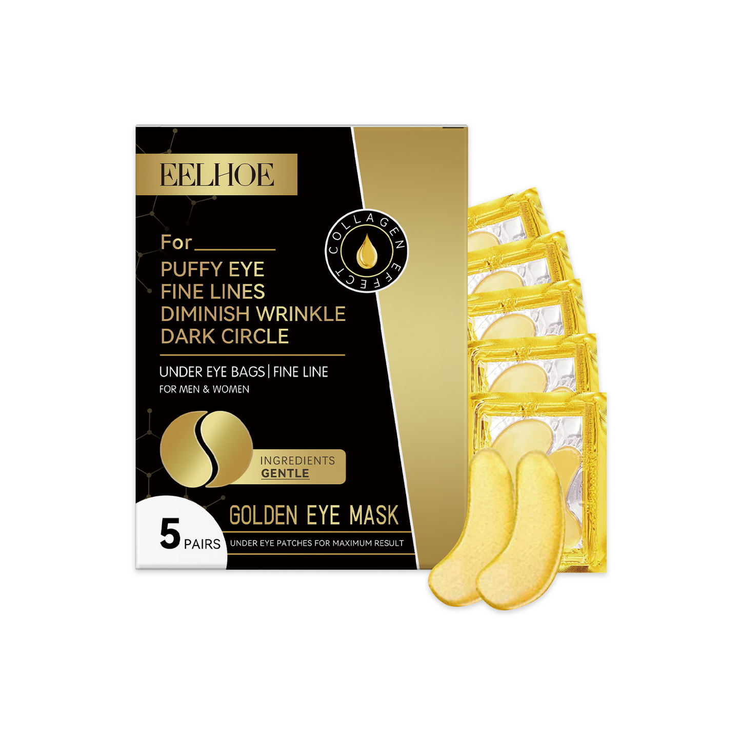 Gold Firming Eye Mask - 5 Pack Hydrating & Anti-Aging Patches