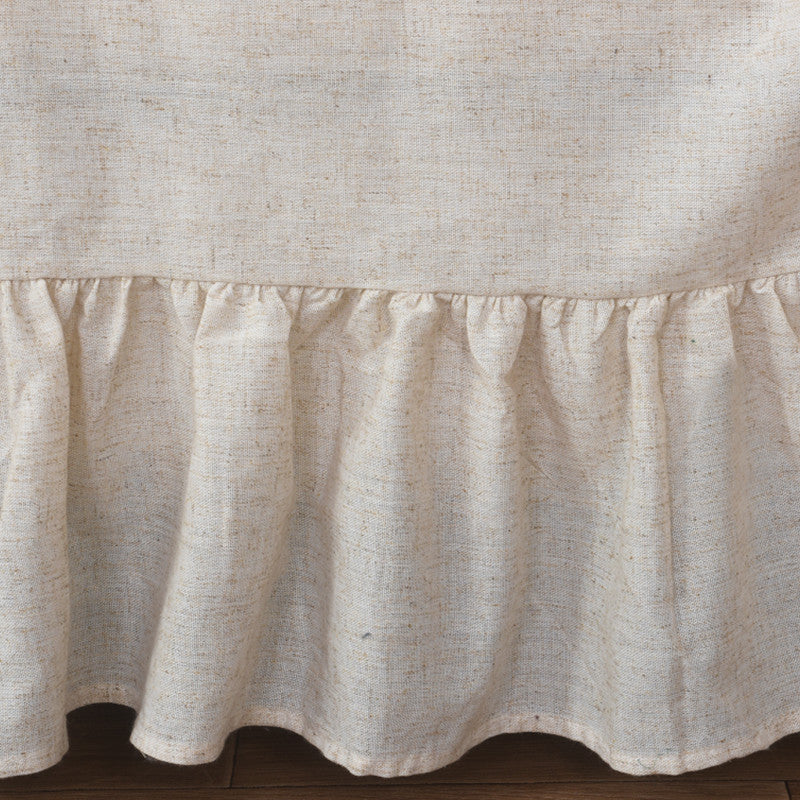 Linen-Colored Ruffled Edge Sofa Cover - Full-Cover Dust Protector