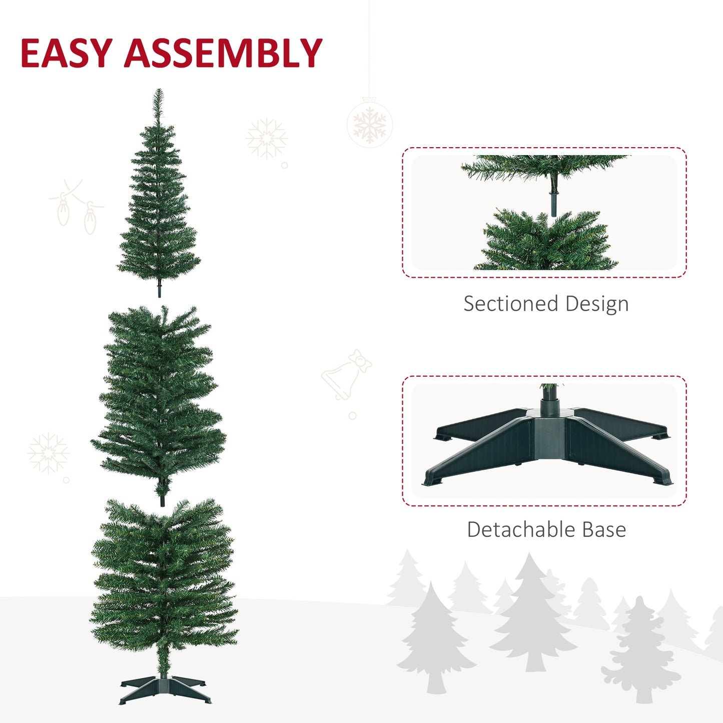 7ft Slim Pencil Artificial Christmas Tree - Green with 499 Tips