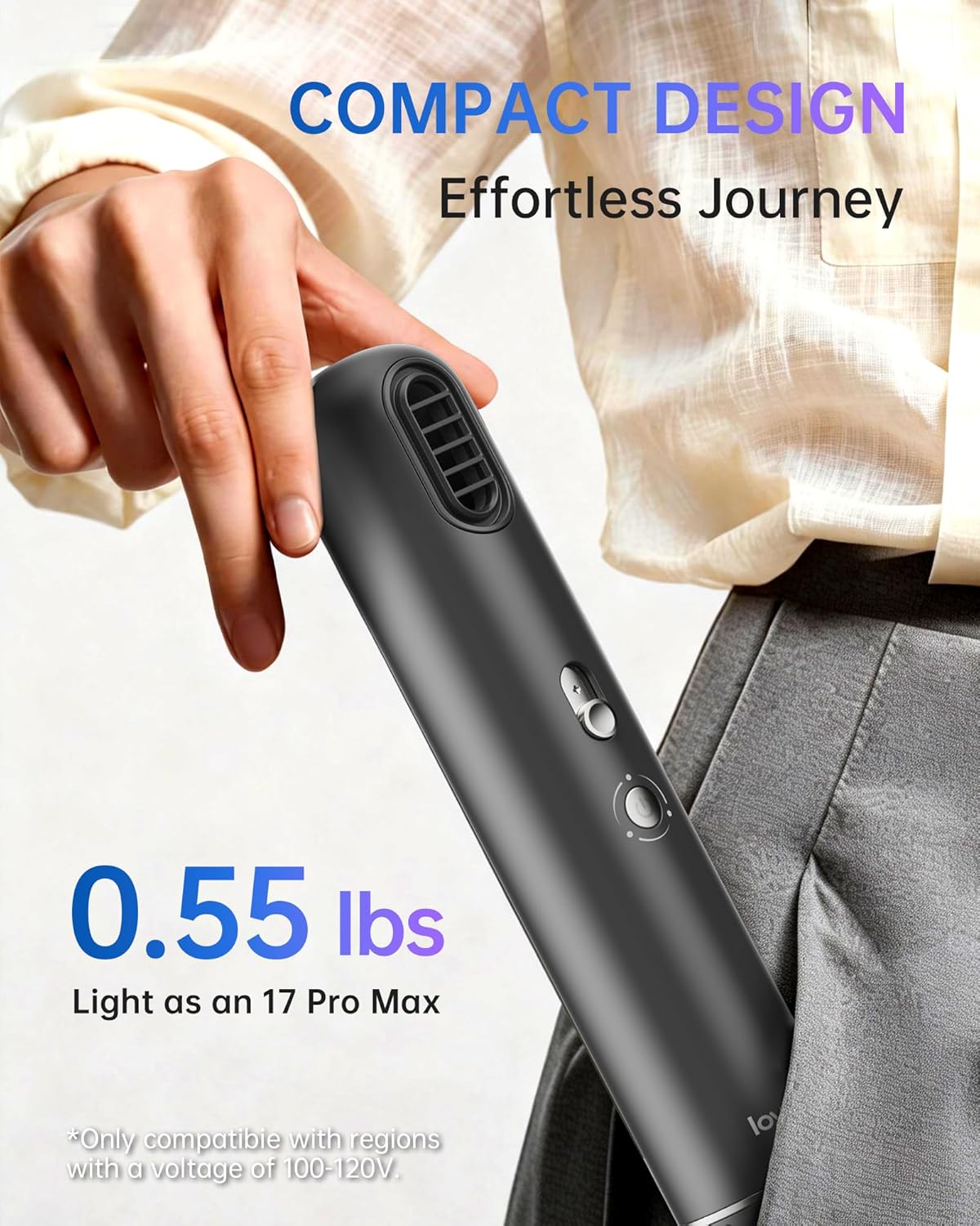 Mini Travel Hair Dryer - Lightweight Ionic Blow Dryer with Fast Drying, Quiet Operation