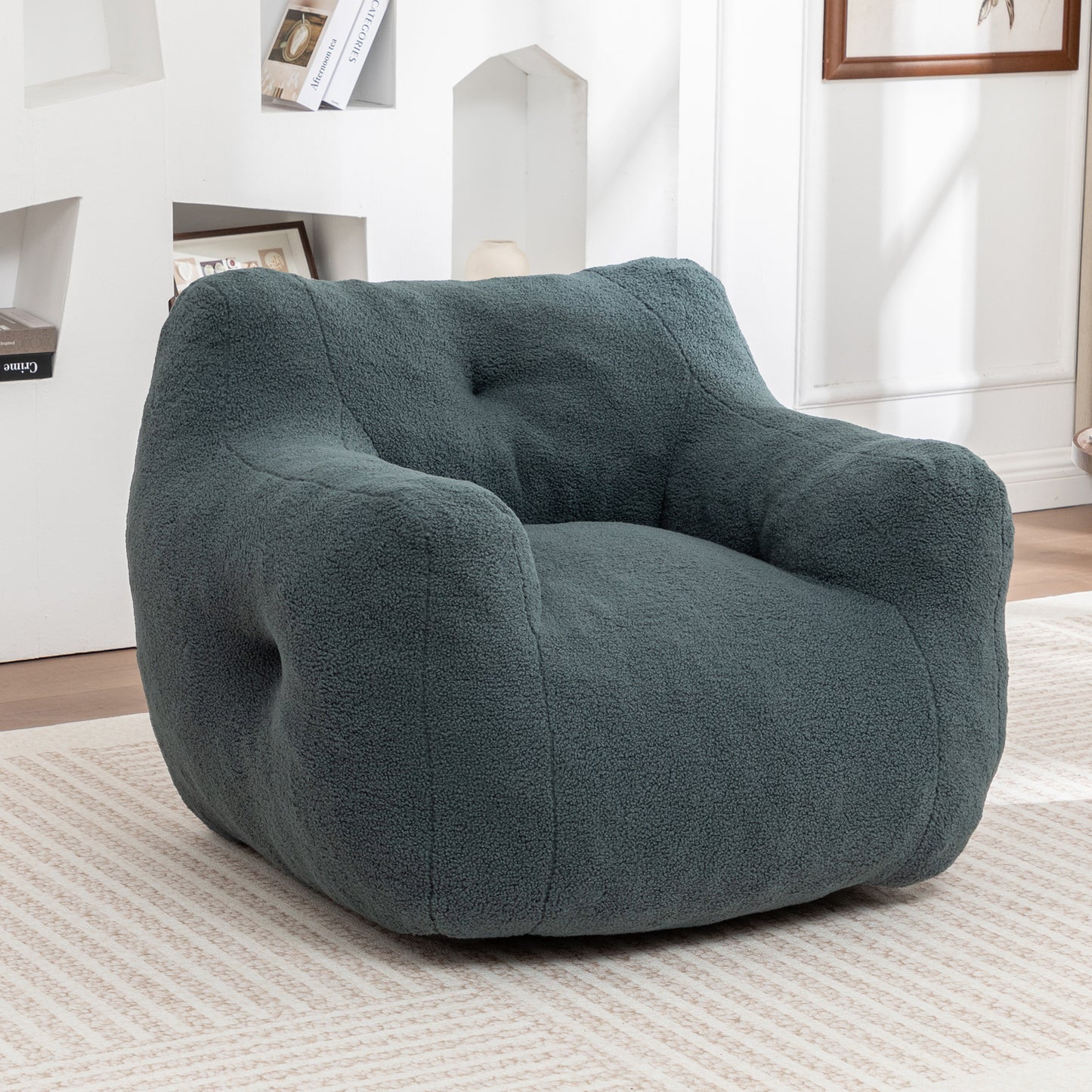 Bean Bag Chair, Sofa Chair With Armrests Stuffed High-Density Foam,