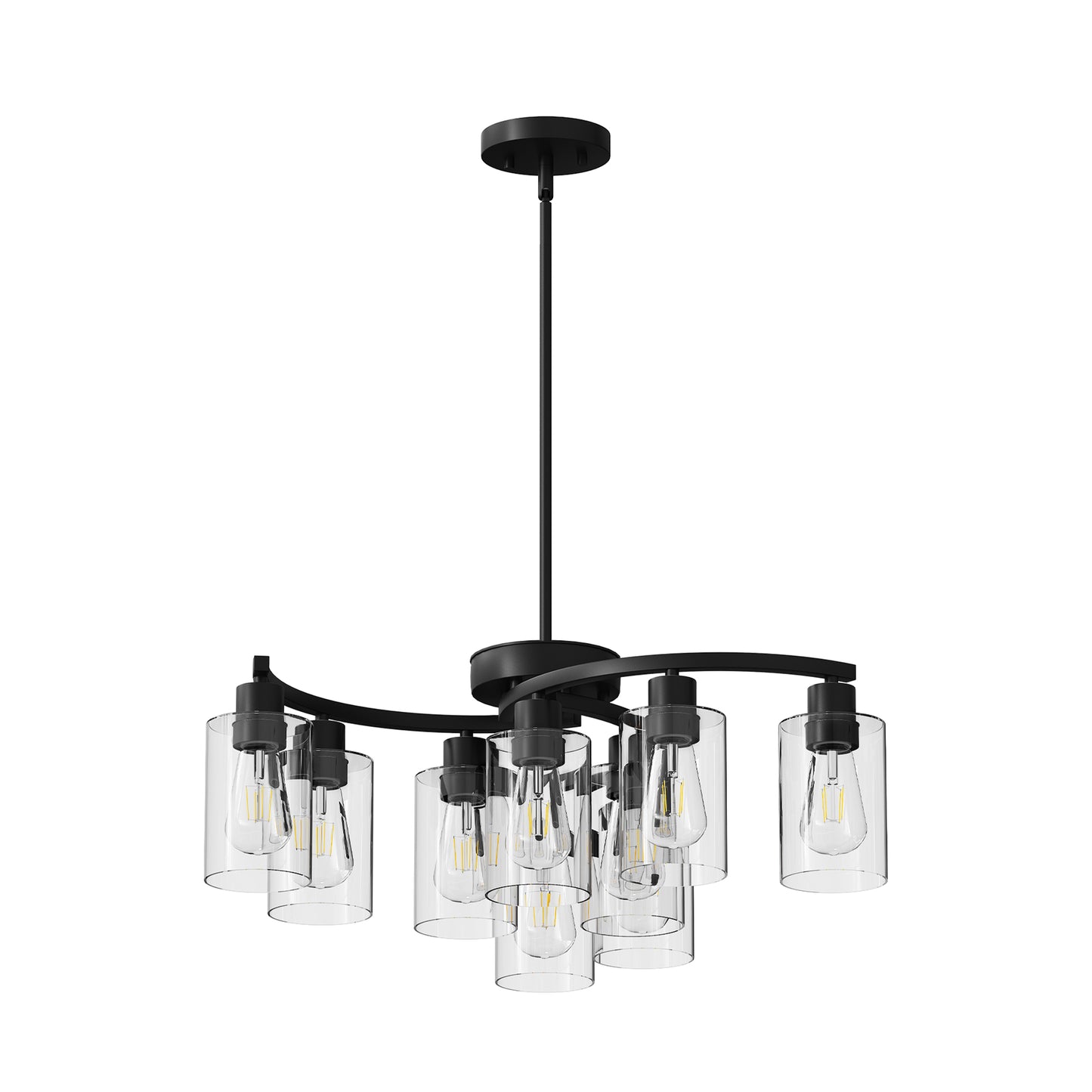 9-Light Black Modern Chandelier for Dining Room & Kitchen Island