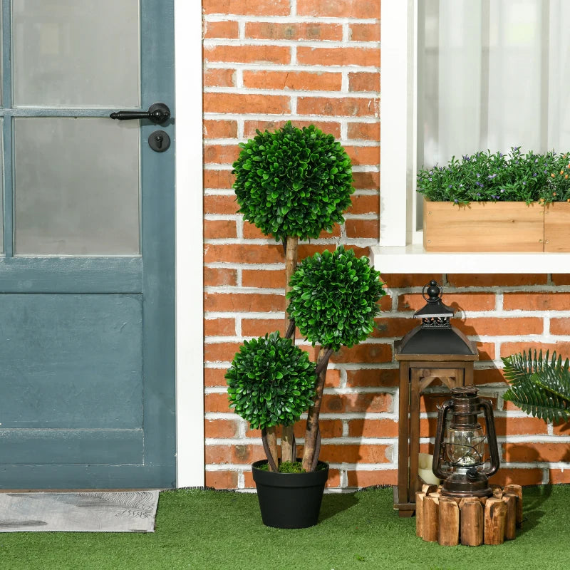 3ft Artificial Boxwood Tree with Sandalwood Leaves and Pot - Indoor Outdoor Topiary