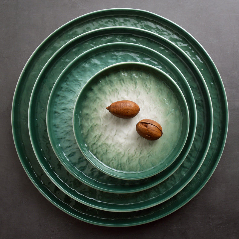 Gradient Emerald Stone Pattern Dinner Plate - 6/8/10 Inch Nordic Style Porcelain