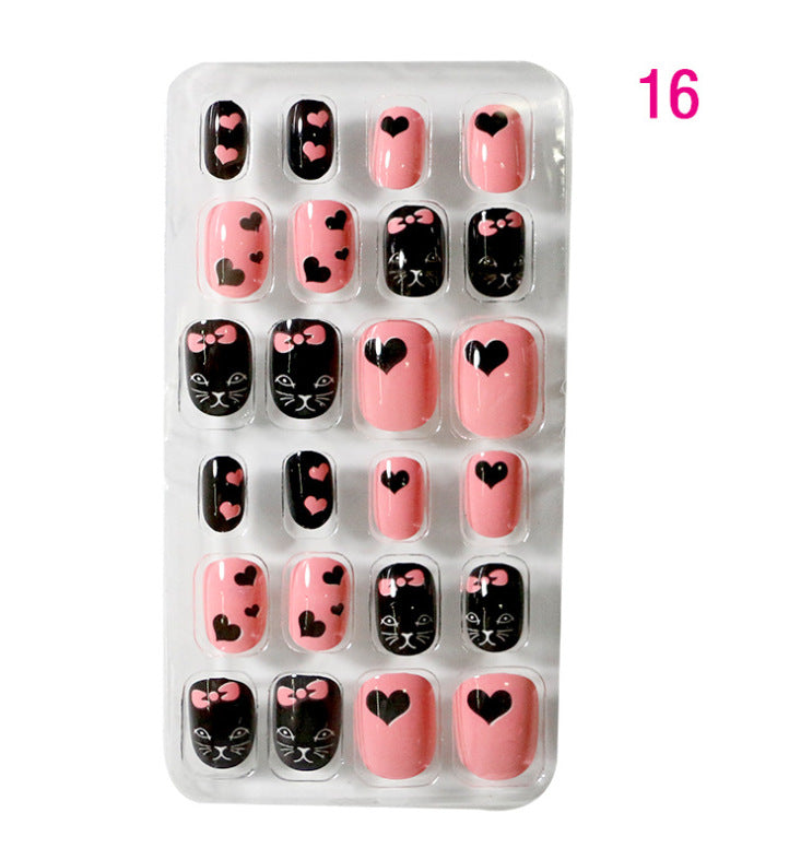 Children's Nail Art Stickers Patch Set - 24-Piece Kids Nail Tips