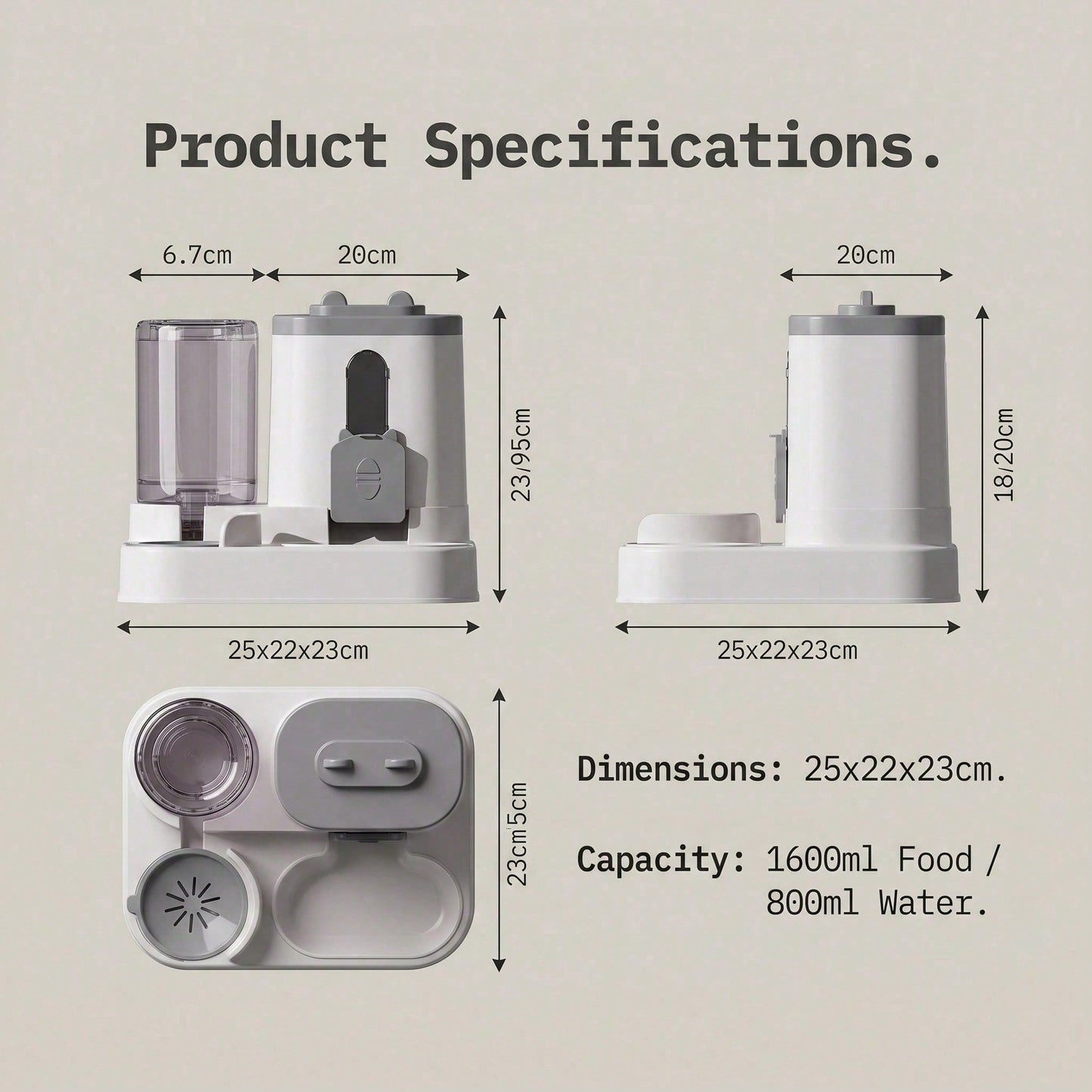 Large Capacity Gravity Pet Feeder and Water Dispenser for Cats and Small Animals