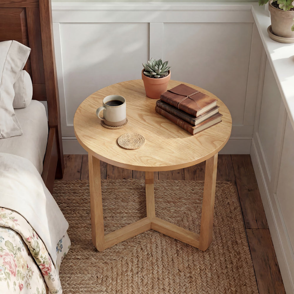 22.5 Inch Round Farmhouse Side Table with Sturdy Wood Legs
