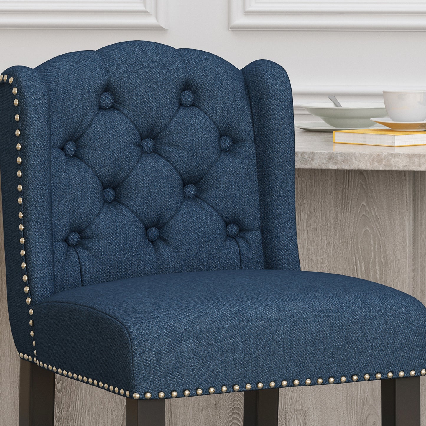 Vienna Contemporary Fabric Tufted Wingback 27 Inch Counter Stools,