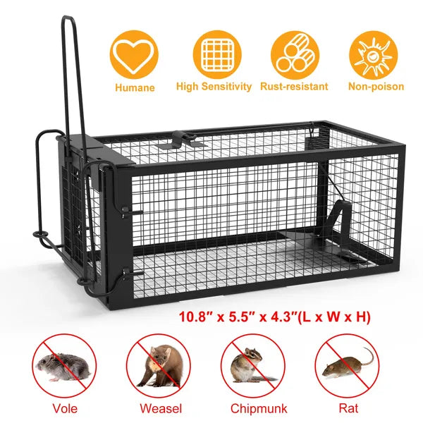 Humane Live Rodent Trap - Galvanized Iron Mouse Cage