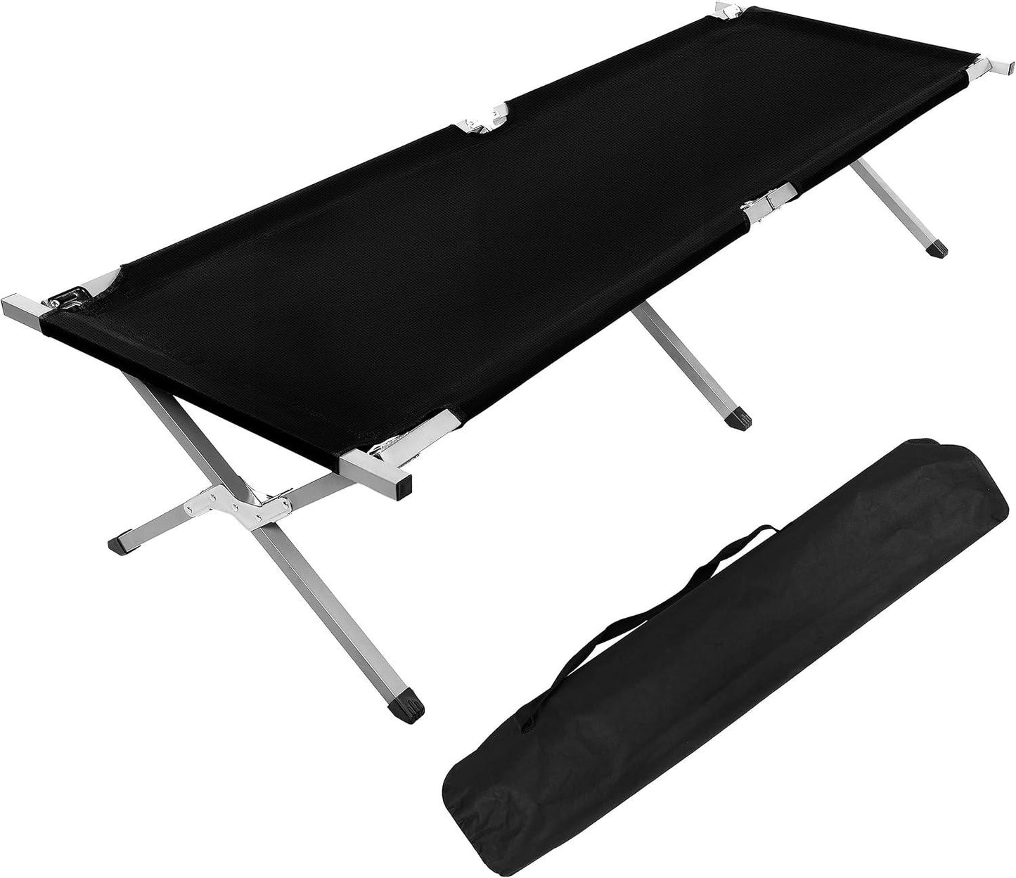 Portable Folding Camping Cot with Carry Bag - Lightweight Black