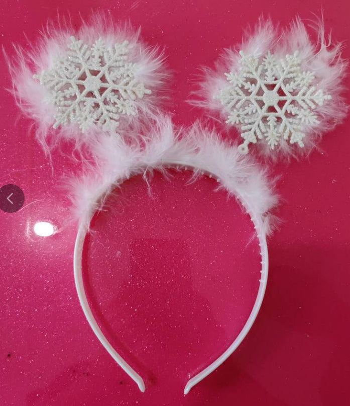 Christmas Headband with Snowflake and Antler Designs - Festive Hair Accessory