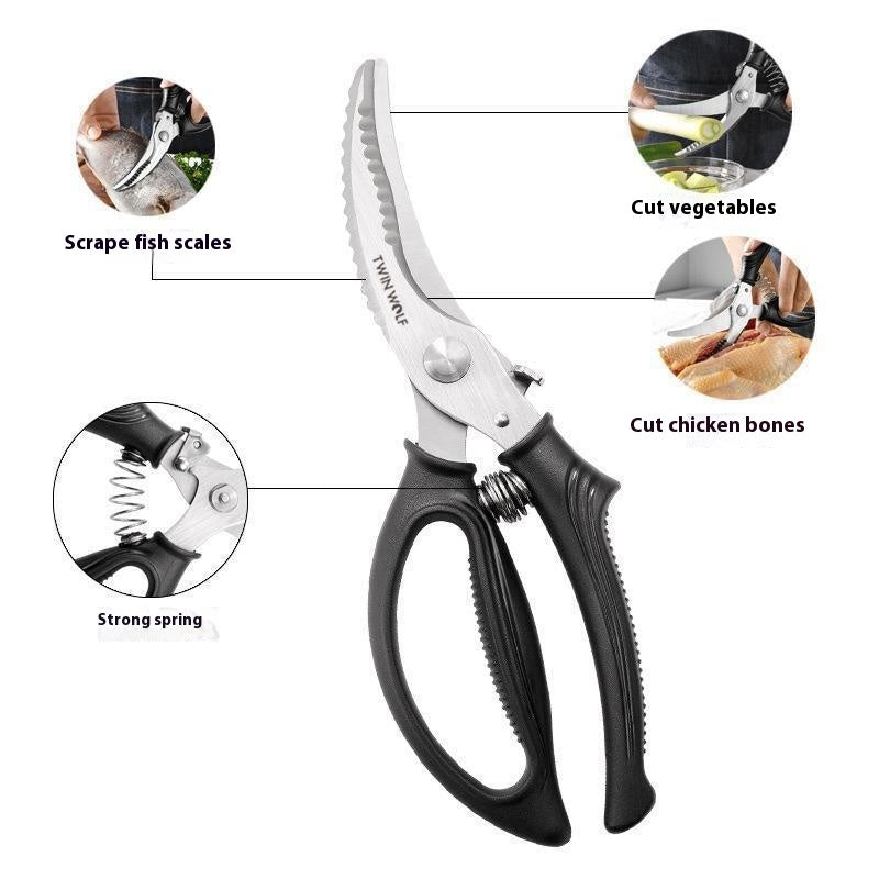 10-Inch Multi-Purpose Kitchen Scissors with Black Handle