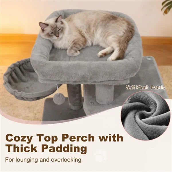 Multi-Level Cat Tree with Condo & Sisal Scratching Posts - Gray, 33.5 Inch