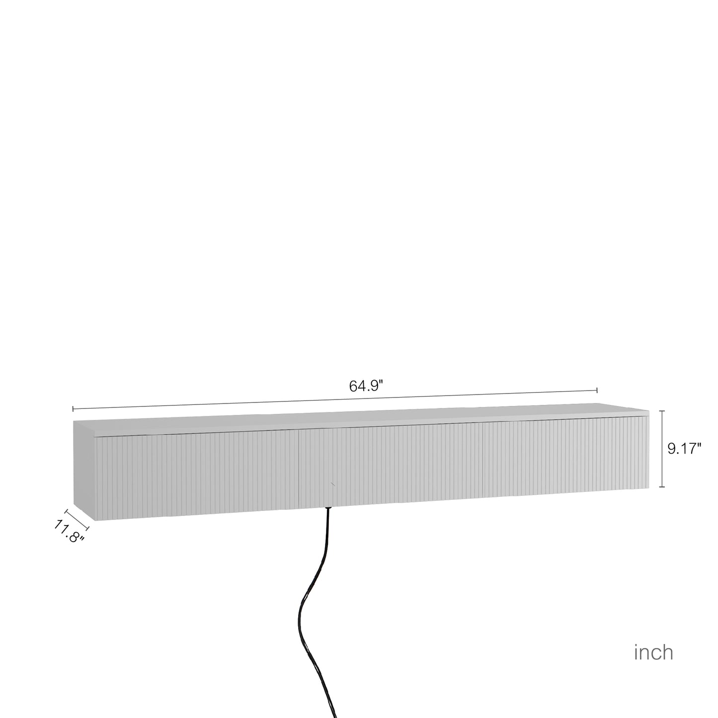 Wall Mounted Floating TV Stand with 16 Color LEDs - White
