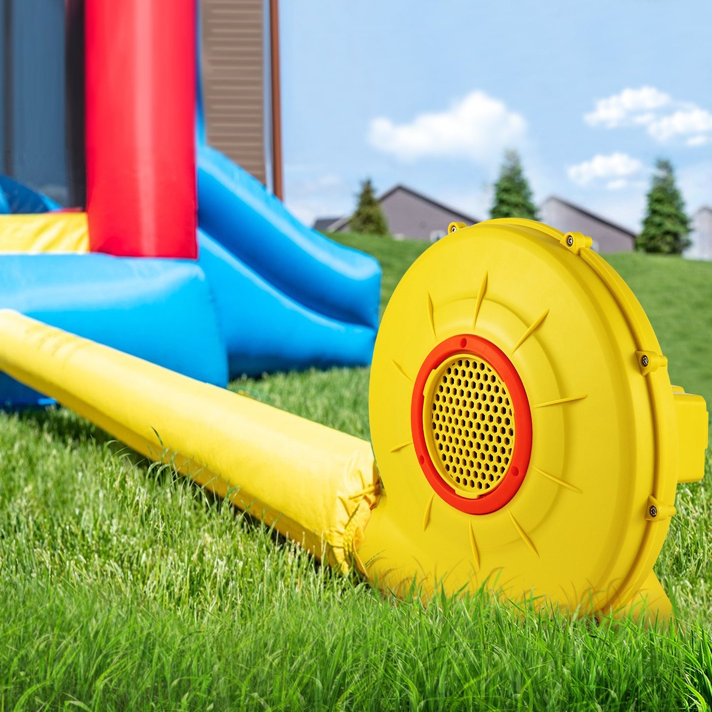 Portable 450W Inflatable Blower Fan for Bounce House & Jump Slides - Yellow