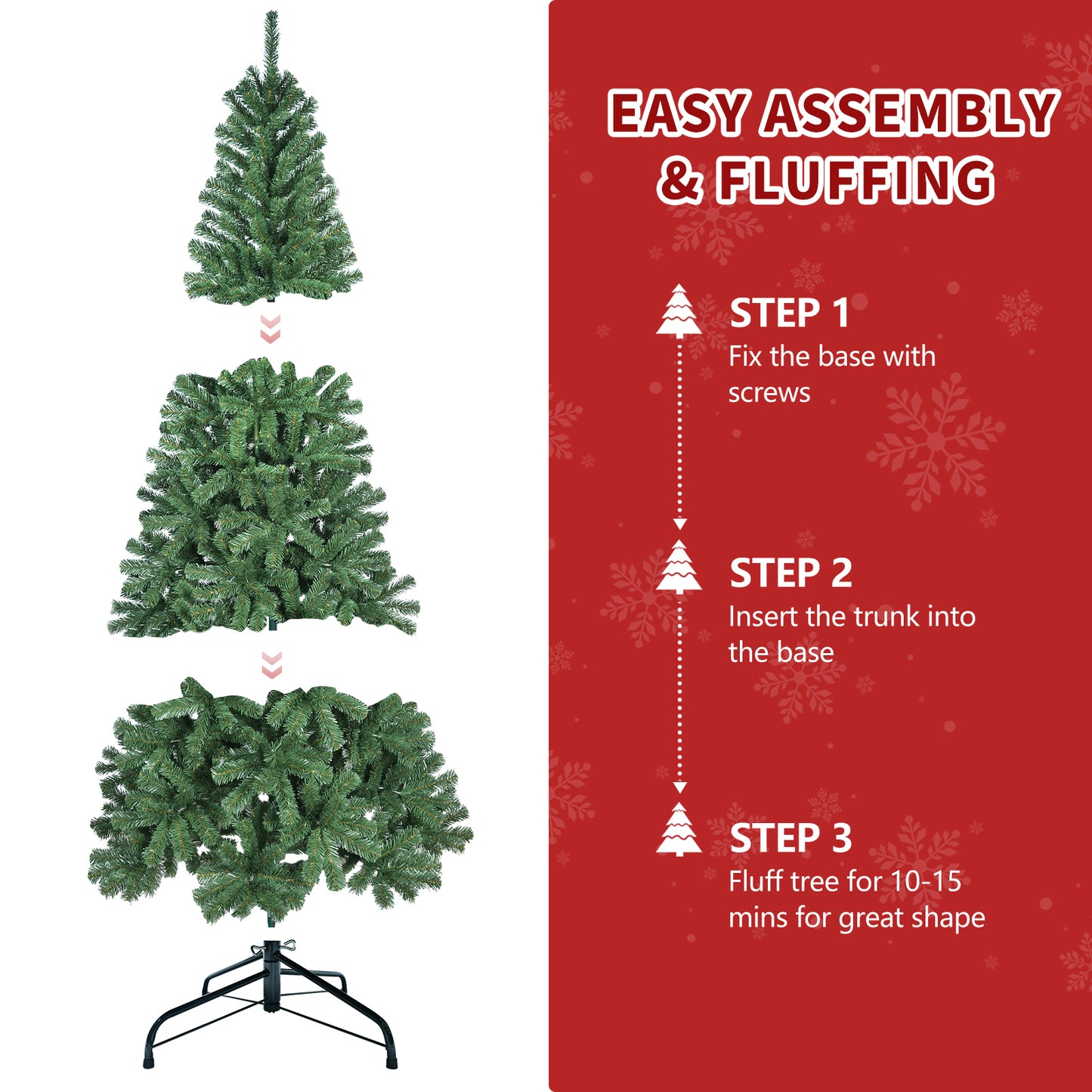 Unlit Artificial Christmas Tree with Metal Stand - Multiple Heights
