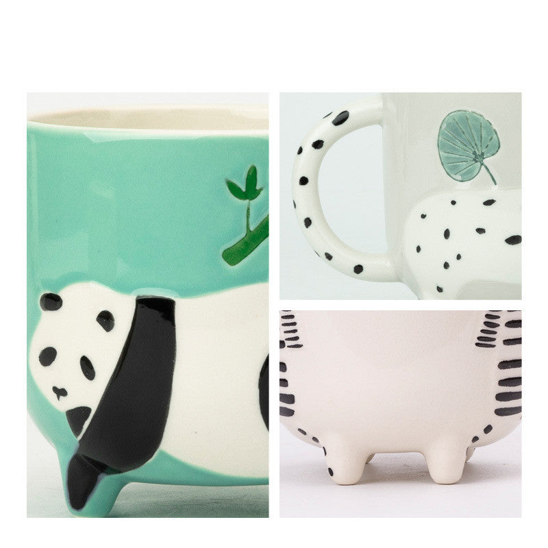 Cute Cartoon Animal Water Cup - Ceramic Alpaca Drinking Mug for Home & Kitchen