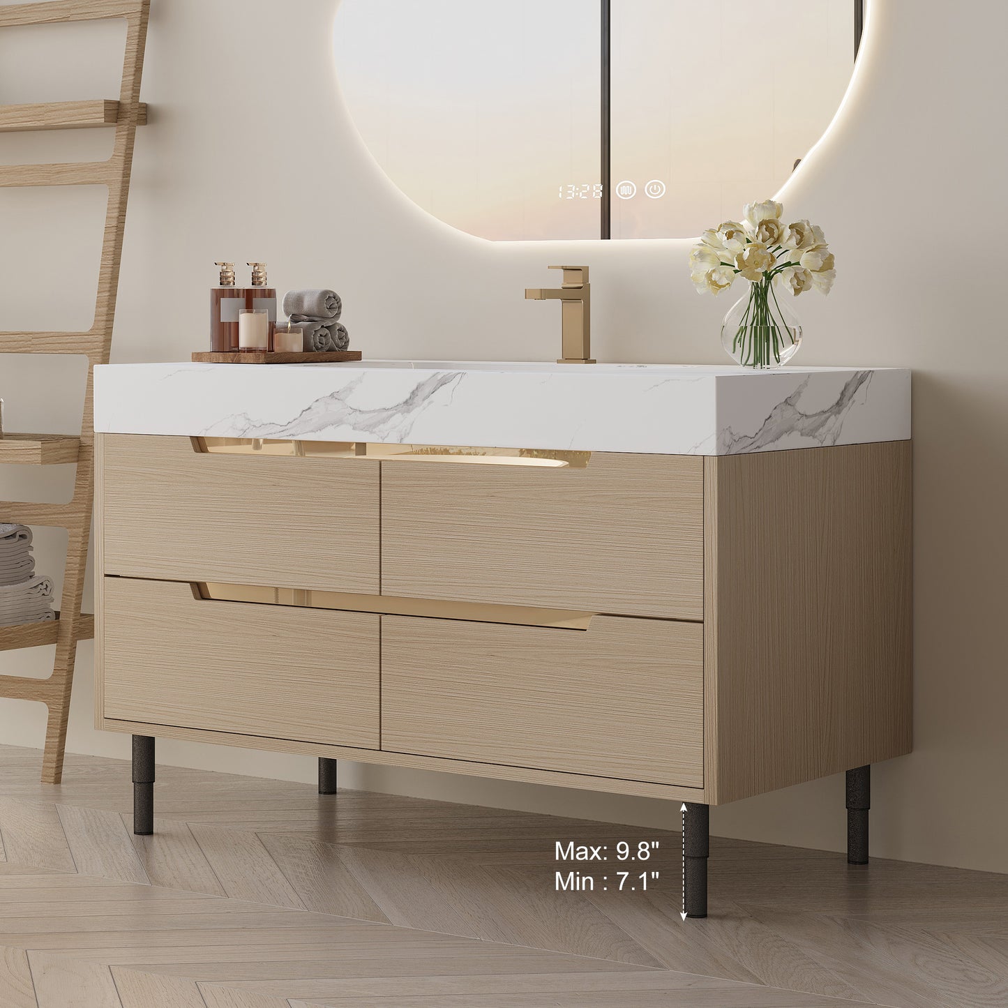 35.4" Modern Bathroom Vanity with Undermount Sink - White Wood