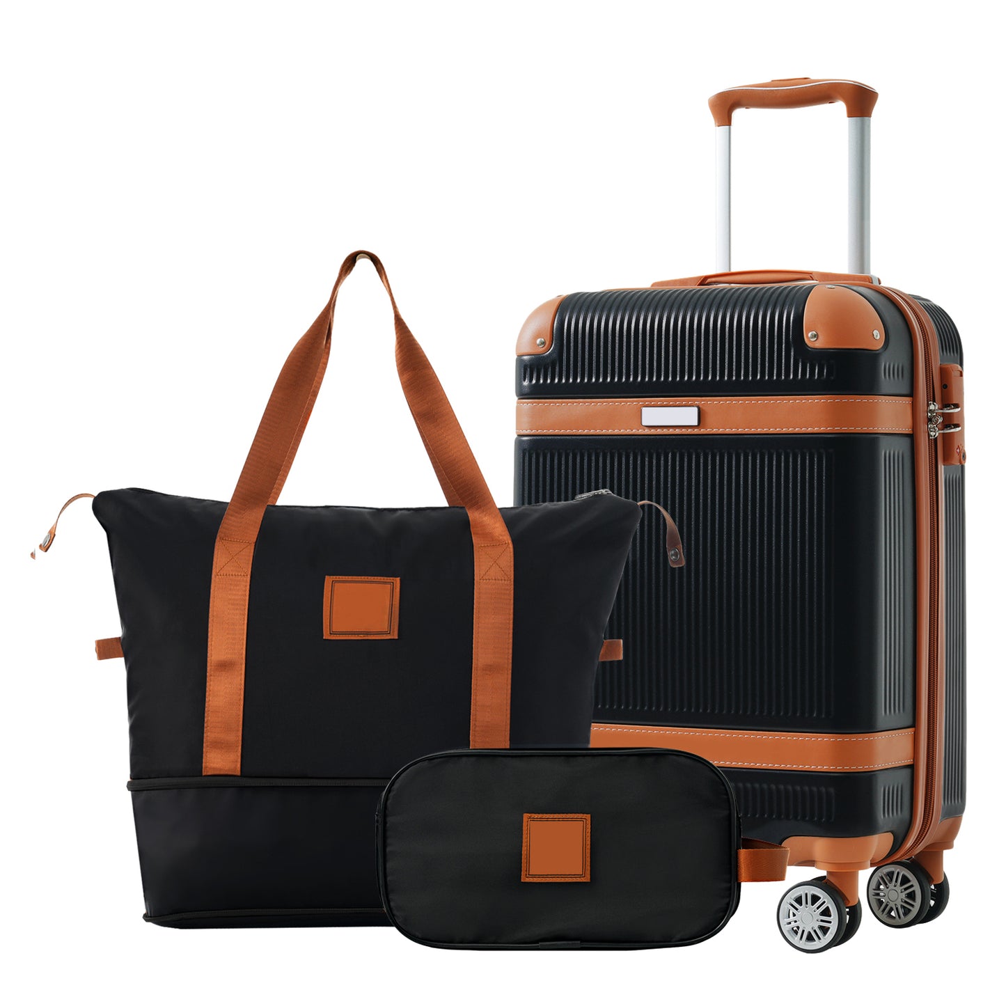20-Inch Hardshell Luggage Set with Spinner Wheels - Black
