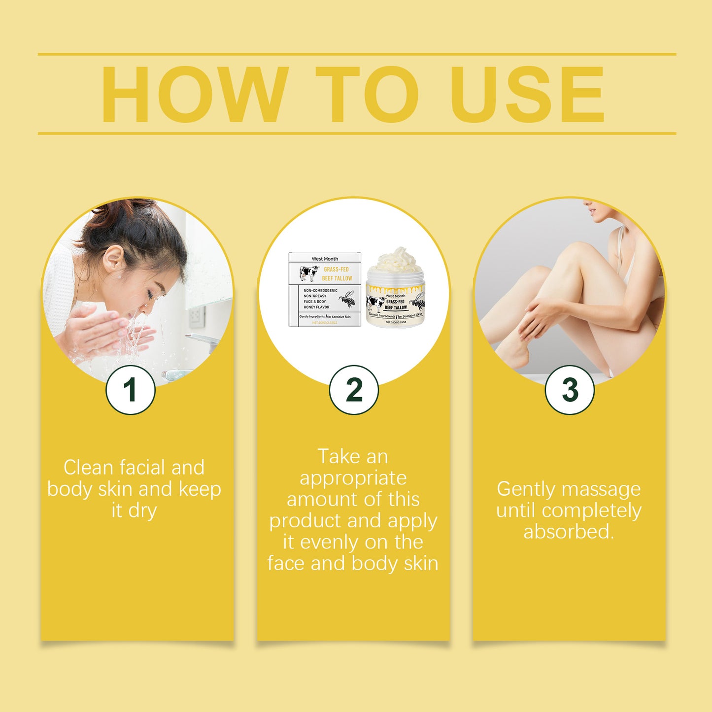 Tallow Moisturizing Cream with Honey & Vanilla - Deep Hydration Body Butter