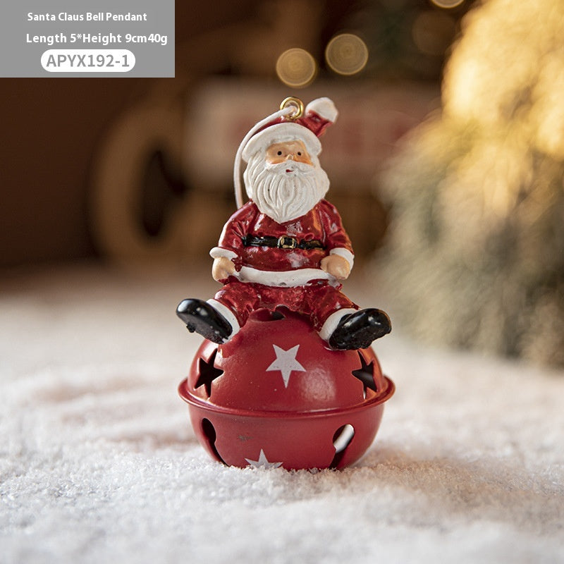 Christmas Iron Bell Pendant Set - Snowman, Elk & Santa Decorations