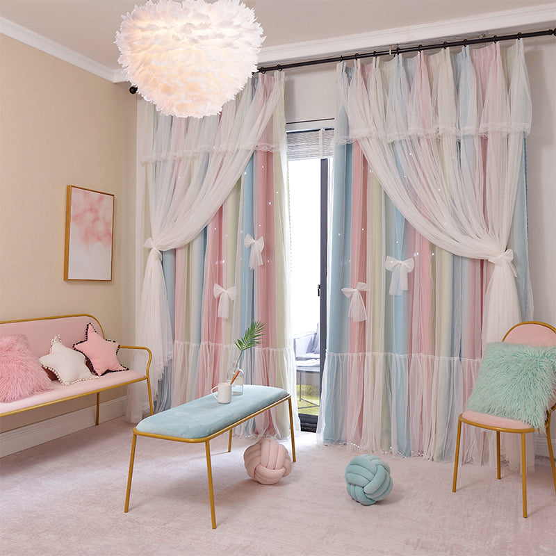 Nordic Style Hollow Star Princess Blackout Curtains for Bedroom & Living Room
