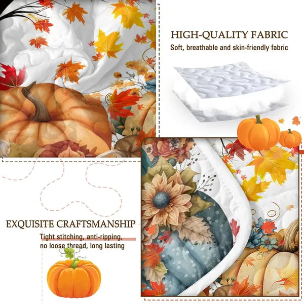 Colorful Pumpkin Pattern Quilt Set - 3 Piece Bedding Set