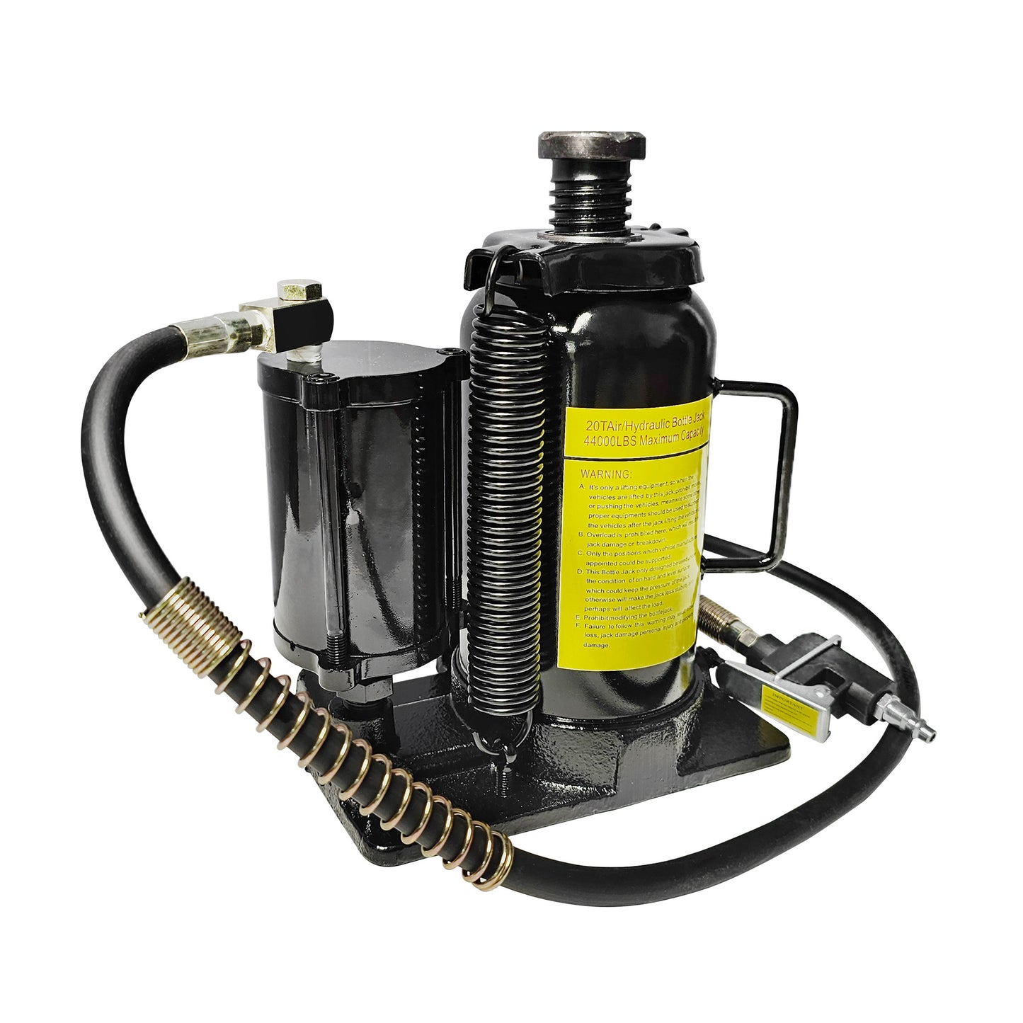 20 Ton Air Hydraulic Bottle Jack with Adjustable Height & Air Pump - Heavy Duty Steel