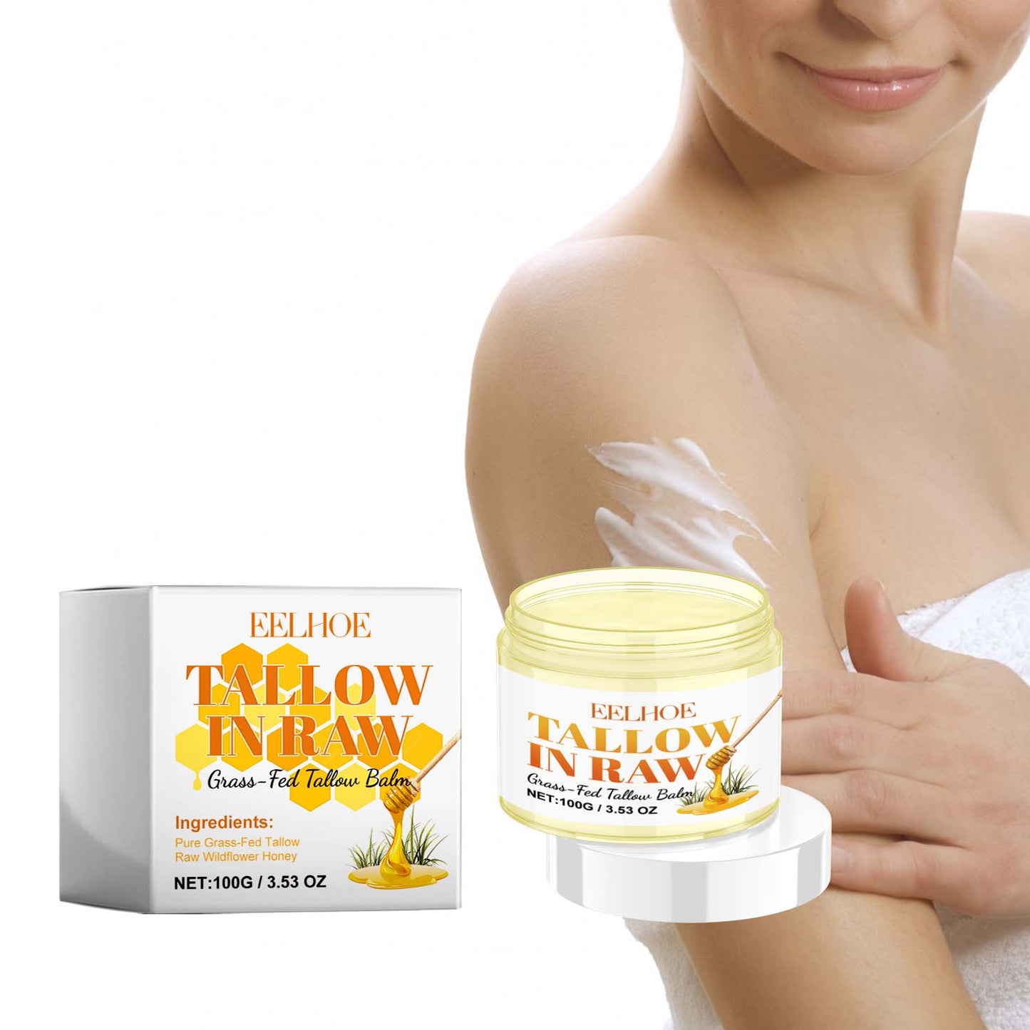 Moisturizing Tallow Body Cream with Honey & Vitamin E - Hydrating Skin Care