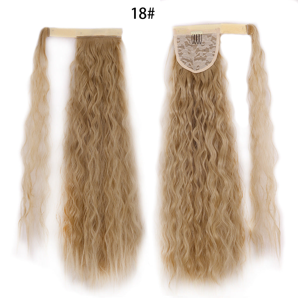 Water Wave Ponytail Wig with Velcro Band High Temperature Synthetic Hair