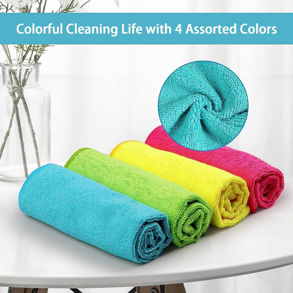 Ultra Soft Microfiber Cleaning Cloths - Pack of 12 Multicolor