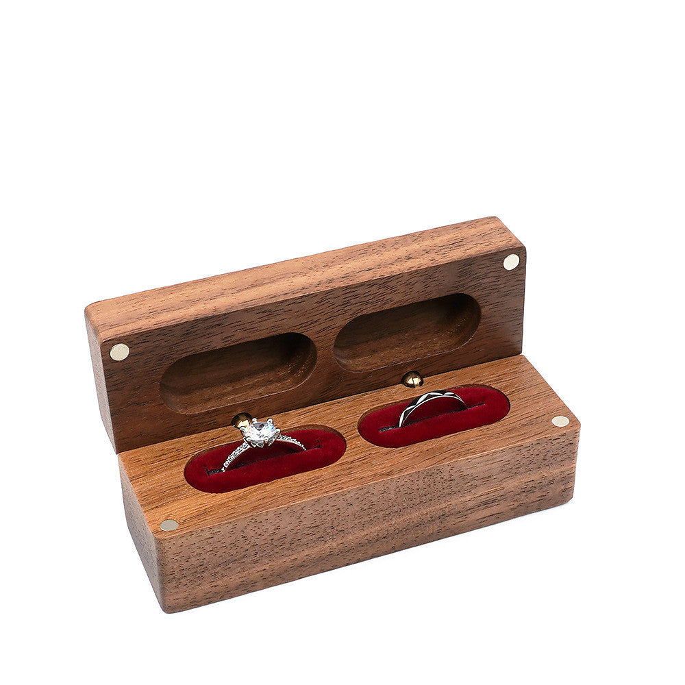 Wooden Jewelry Stud Earrings Storage Box - Black Walnut Finish