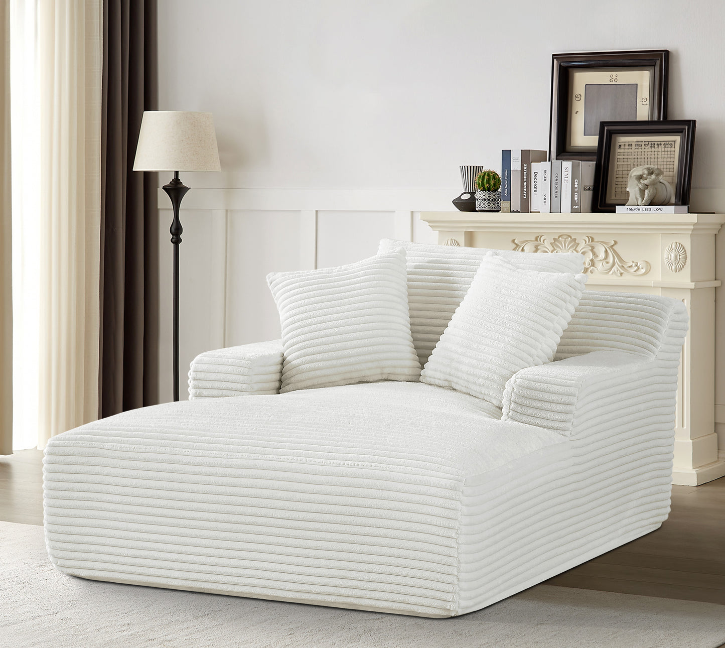 Cloudline Oversized Chaise Lounge Chair In Soft Corduroy, Modern