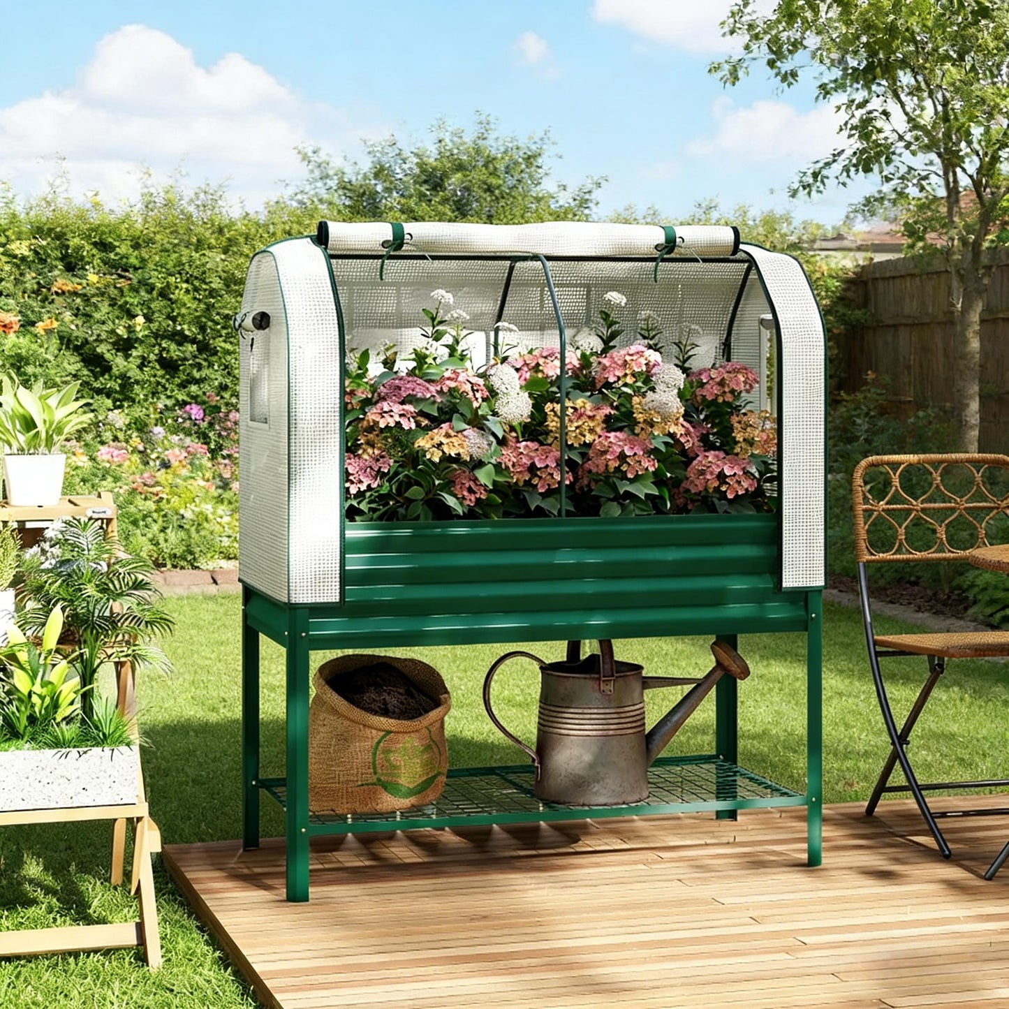 Raised Garden Bed with Greenhouse Cover - 47.2" L x 21.7" W x 55.1" H